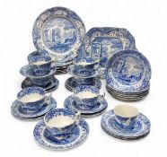 A Spode Italian patter part dinner and tea service, comprising eight dinner plates, six bowls,