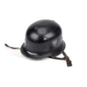 A GERMAN SECOND WORLD WAR FIRE POLICE HELMET