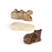 THREE CHINESE JADE CARVINGS OF ANIMALS