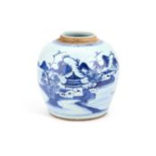 A LARGE CHINESE BLUE AND WHITE PORCELAIN GINGER JAR
