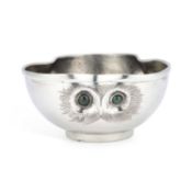 A LIBERTY & CO TUDRIC PEWTER 'OWL' BOWL