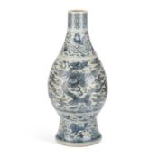 A LARGE CHINESE YUAN-STYLE BLUE AND WHITE PEAR-SHAPED 'DRAGON' VASE