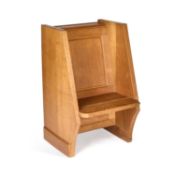 ROBERT THOMPSON OF KILBURN, A MOUSEMAN OAK WING-BACK HALL SEAT