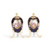 A NEAR PAIR OF MEISSEN EGG-SHAPED VASES AND COVERS, CIRCA 1880