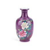 A CHINESE PURPLE-GROUND VASE