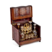 A NAPOLEON III INLAID AMBOYNA SERPENTINE DRINKS CABINET