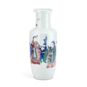 A LARGE CHINESE PORCELAIN DOUCAI DECORATED ROULEAU VASE