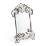 WMF (WÜRTTEMBERGISCHE METALLWARENFABRIK), A LARGE ART NOUVEAU SILVERED METAL EASEL MIRROR