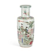 A LARGE CHINESE FAMILLE VERTE ROULEAU VASE