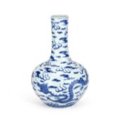 A CHINESE BLUE AND WHITE BOTTLE VASE TIANQIUPING