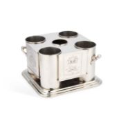 A LARGE SILVER-PLATED FOUR-BOTTLE WINE COOLER