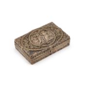 AN UNUSUAL SILVER-MOUNTED GRANITE SNUFF BOX 19TH CENTURY OR EARLIER