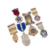 SIX SILVER MASONIC AND RAOB JEWELS