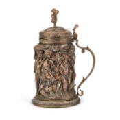 A COPPER COPY AFTER A 17TH CENTURY IVORY TANKARD
