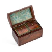A GEORGIAN MAHOGANY DOME-TOP TEA CADDY