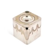 AN EARLY 20TH CENTURY SILVER-PLATED CUBE TEAPOT 