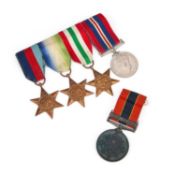 A SECOND WORLD WAR MOUNTED GROUP AND A FIRE BRIGADE LONG SERVICE MEDAL