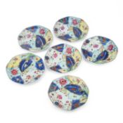 SIX CHINESE 'PSEUDO-TOBACCO LEAF' PLATES, QIANLONG