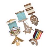 FOUR SILVER MASONIC JEWELS