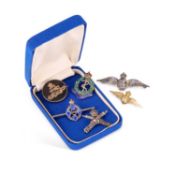 SIX SILVER SWEETHEART BROOCHES