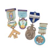 FOUR SILVER MASONIC JEWELS