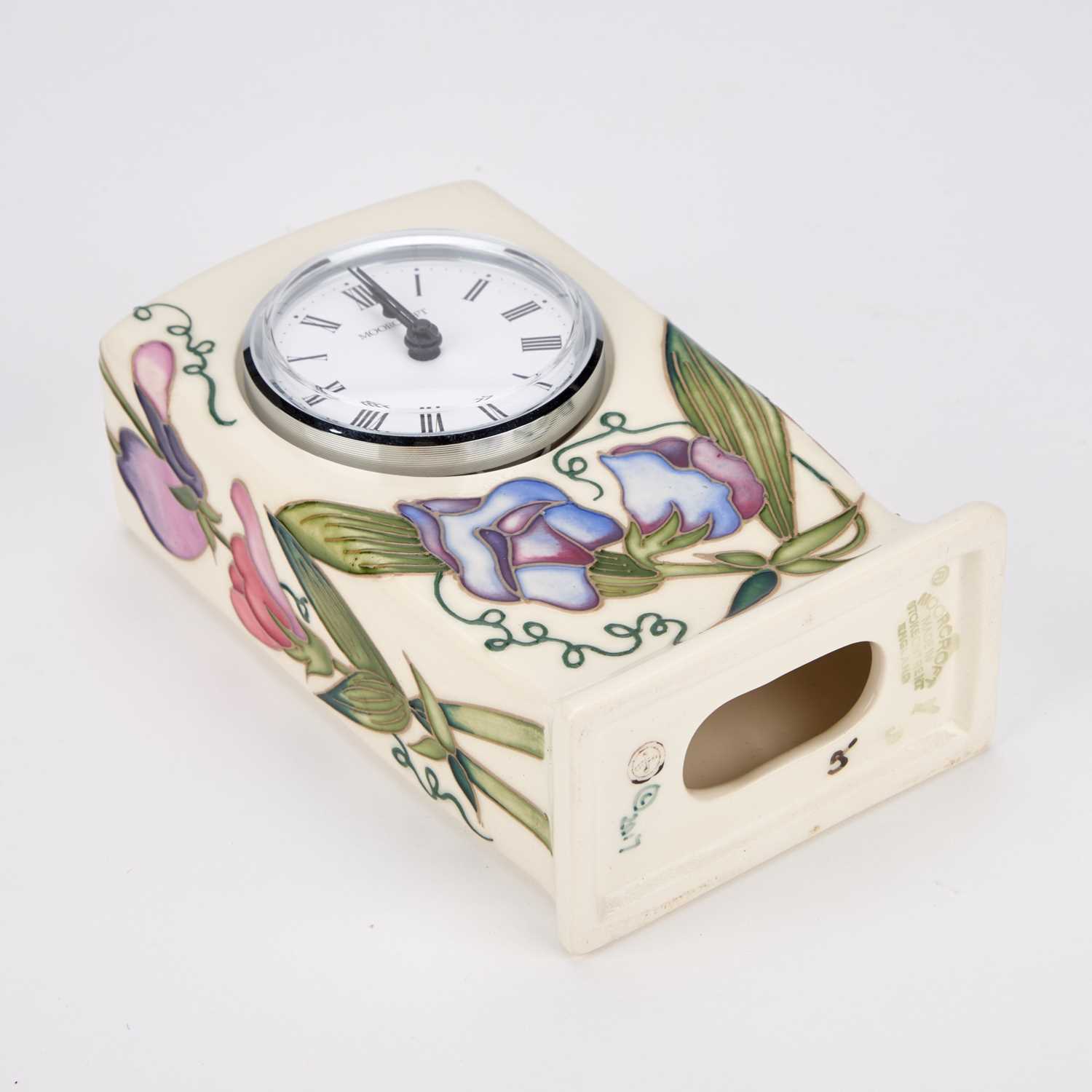 A MOORCROFT POTTERY CLOCK - Image 2 of 2