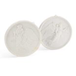 A PAIR OF BING & GRONDAHL BISQUE PORCELAIN PLAQUES
