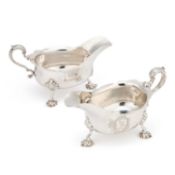 A FINE PAIR OF GEORGE II IRISH SILVER SAUCEBOATS