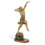 HENRI FUGERE (1872-1944) AN ART DECO BRONZE FIGURE OF A DANCING GIRL, CIRCA 1925