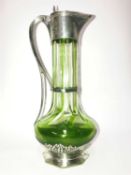 ORIVIT A JUGENDSTIL PEWTER-MOUNTED GLASS CLARET JUG, CIRCA 1900