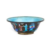 A CHINESE SILVERED AND ENAMELLED BOWL LATE 19TH/ EARLY 20TH CENTURY