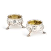 A PAIR OF GEORGE III IRISH SILVER SALTS