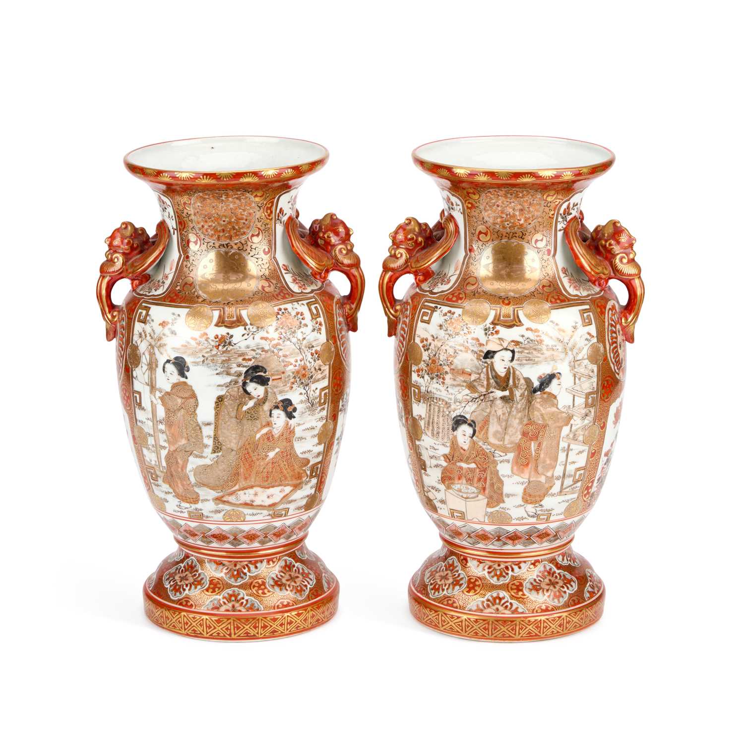 A LARGE PAIR OF JAPANESE KUTANI PORCELAIN VASES MEIJI PERIOD (1868-1912)