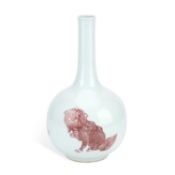 A LARGE CHINESE UNDERGLAZE COPPER-RED DECORATED BOTTLE VASE