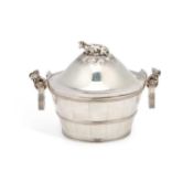 AN AMERICAN STERLING SILVER BUTTER DISH