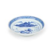 A CHINESE BLUE AND WHITE SAUCER DISH