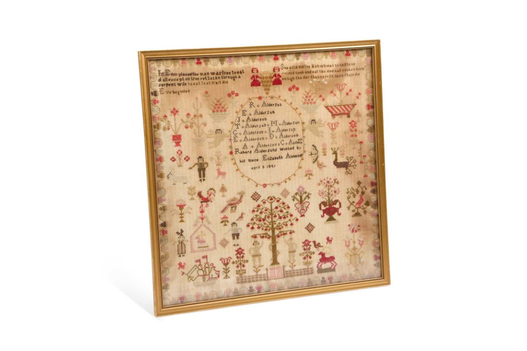 A LARGE EARLY VICTORIAN SAMPLER