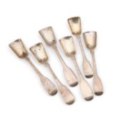 A SET OF SIX VICTORIAN IRISH SILVER SALT SHOVELS