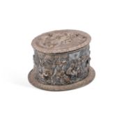 A VICTORIAN SILVER-PLATED BISCUIT BOX