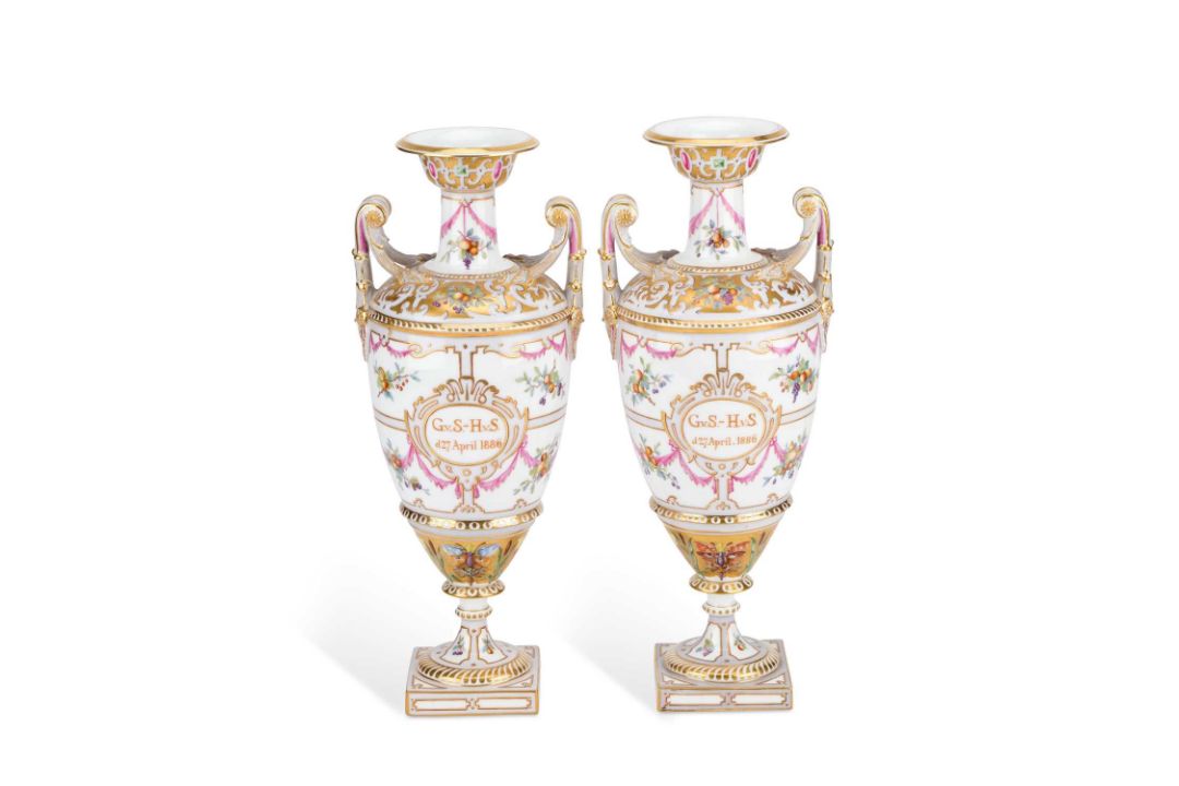 A FINE PAIR OF ROYAL COPENHAGEN VASES CIRCA 1894-1900 - Image 1 of 4