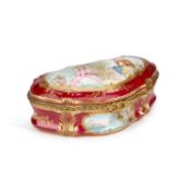 A CONTINENTAL PORCELAIN CASKET