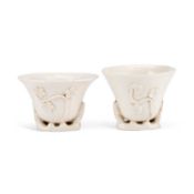 TWO CHINESE BLANC-DE-CHINE LIBATION CUPS 19TH CENTURY
