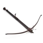 AN ENGLISH IRON-MOUNTED HARDWOOD BULLET CROSSBOW