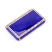 A CONTINENTAL SILVER AND BLUE ENAMEL SNUFF BOX