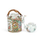TWO CHINESE FAMILLE ROSE PORCELAIN TEAPOTS 19TH CENTURY
