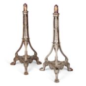 A PAIR OF ADAM REVIVAL SILVERED-WOOD TORCHERES