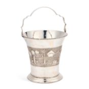 A LARGE INDIAN SILVER WINE COOLER