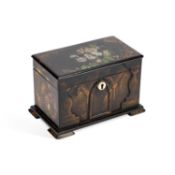 A 19TH CENTURY PAPIER-MÂCHÉ TEA CADDY
