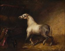 ATTRIBUTED TO SIR EDWIN LANDSEER RA (1802-1873) A SKETCH, HORSE IN A STABLE