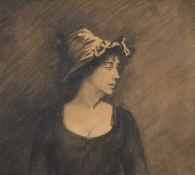 19TH/EARLY 20TH CENTURY SCHOOL PORTRAIT OF A LADY IN A HAT